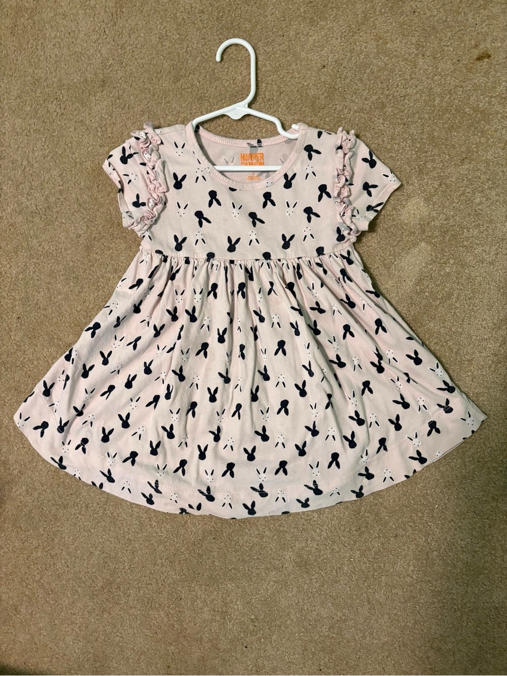 Harper Canyon Light Pink Dress with Navy Bunny Print